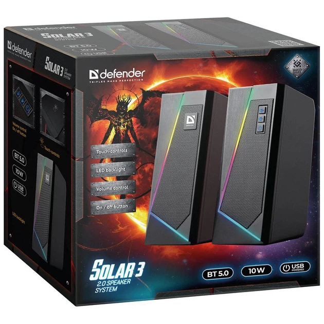 Акустическая система Defender Solar 3 Bluetooth Light USB Black - изображение 3