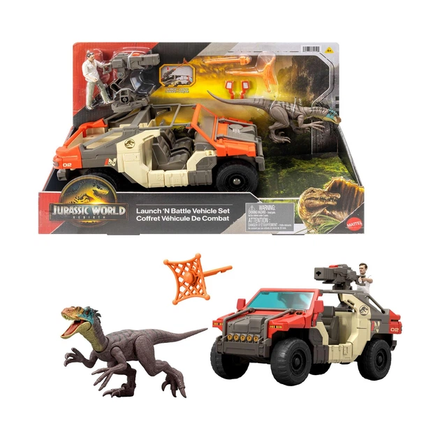 Zestaw do zabawy Mattel Jurassic world Movie Line Rebirth – zestaw pojazdów Launch 'N Battle JGB59 (194735309504) - obraz 1
