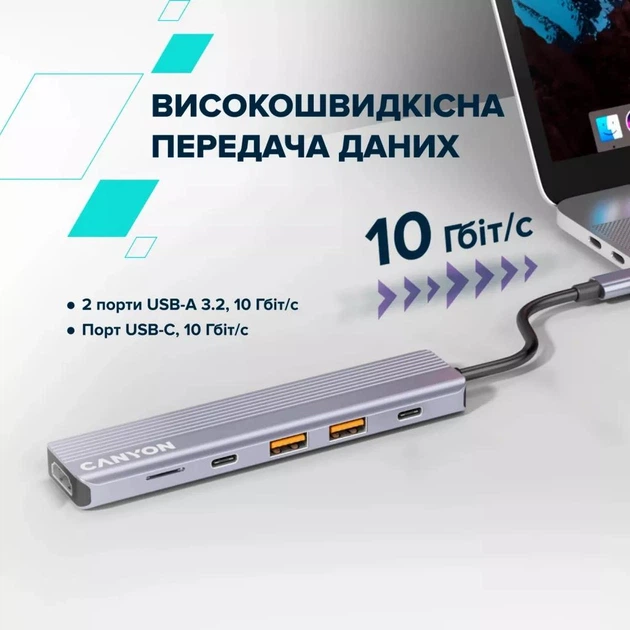 Порт-репликатор Canyon Docking Station DS-17 6 in 1 4k USB-C hub - изображение 10