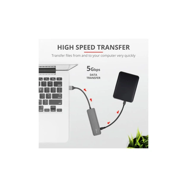 Концентратор Halyx 4-Port USB-A 3.2 Grey Trust - зображення 10