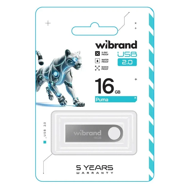 USB флеш накопитель Wibrand 16GB Puma Silver USB 2.0 - Фото 2 USB флеш накопитель Wibrand 16GB Puma Silver USB 2.0 - изображение 2