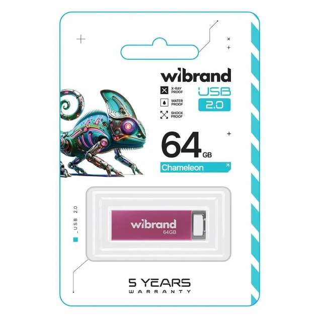 USB флеш накопитель Wibrand 64GB Chameleon Pink USB 2.0 - изображение 2