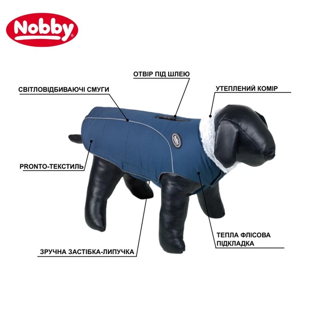 Светоотражающий жилет для собак на флисе Alva Dog Vest Nobby Синий 36 см - изображение 3