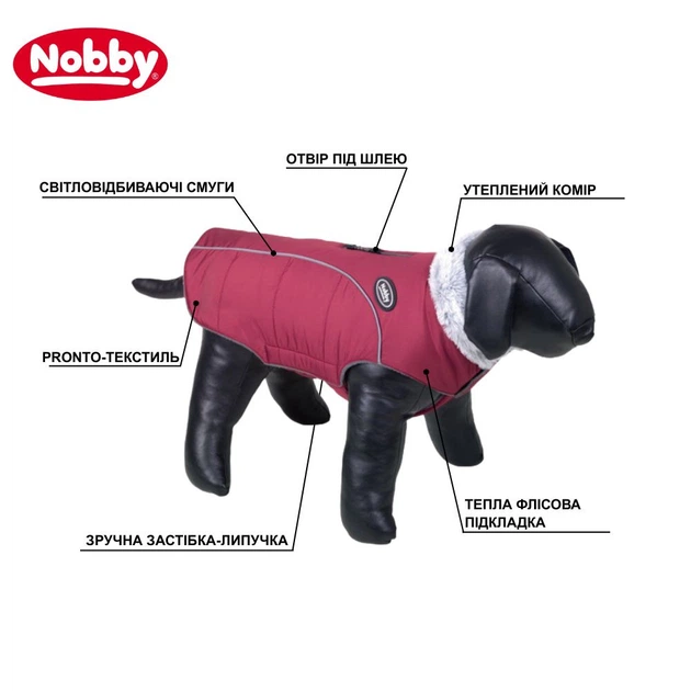 Светоотражающий жилет для собак на флисе Alva Dog Vest Nobby Красный 29 см - изображение 3