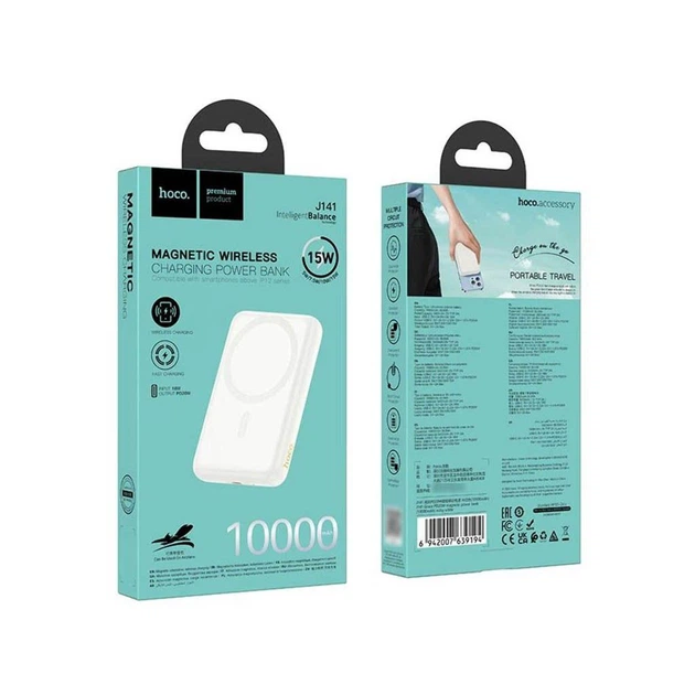 Power bank Hoco J141 10000 mAh с быстрой зарядкой PD20W, беспроводной зарядкой 15W MagSafe Beige - изображение 6