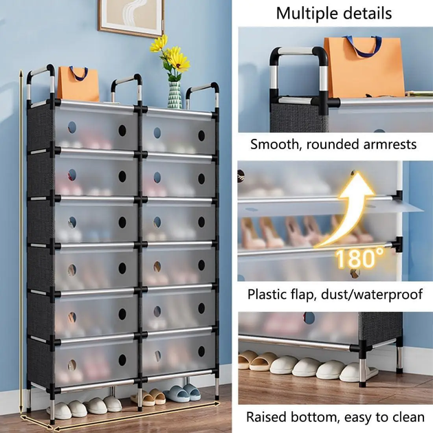 Полиця органайзер стелаж для взуття на 6 полиць дворядна Storage Shoe Rack WFB26207 - зображення 9