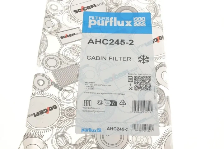 Фільтр салону Citroen C3/Peugeot 207/208 09- (вугільний) Purflux AHC245-2 - Фото 4 Фільтр салону Citroen C3/Peugeot 207/208 09- (вугільний) Purflux AHC245-2 - изображение 4