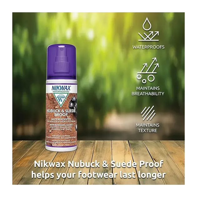 Водовідштовхуючий спрей Nikwax Nubuck and Suede Spray 125 мл - Фото 2 Водовідштовхуючий спрей Nikwax Nubuck and Suede Spray 125 мл - изображение 2