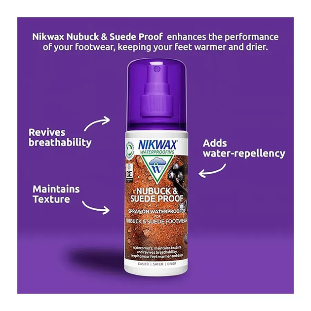Водовідштовхуючий спрей Nikwax Nubuck and Suede Spray 125 мл - Фото 4 Водовідштовхуючий спрей Nikwax Nubuck and Suede Spray 125 мл - изображение 4