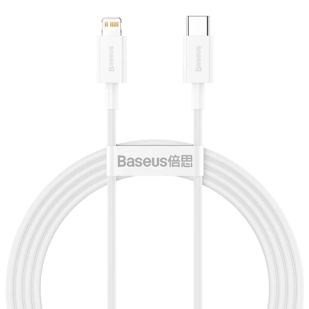 Кабель Baseus Superior USB-C to Lightning 1.5m White (CATLYS-B02) - Фото 1 Кабель Baseus Superior USB-C to Lightning 1.5m White (CATLYS-B02) - изображение 1