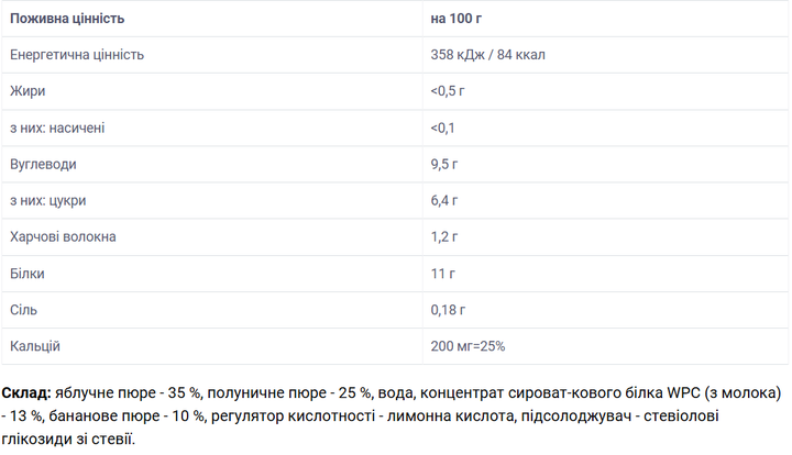 Протеиновый Мусс Fortuna мультифруктовый обогащенный белком 180 г, Полуниця- яблоко-банан - изображение 3