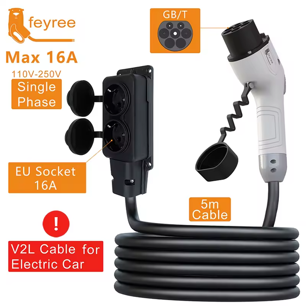 Розрядний кабель FEYREE-розрядник V2L/V2H/V2G) 3.5 кВт 5 м для китайського електромобіля - зображення 2