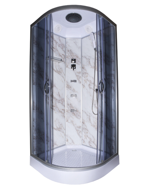 Душовий бокс TKF TKF100/1 Мармур BG 100×100×215 см, кутовий, сатиновий профіль, тоноване скло, низький піддон - изображение 3