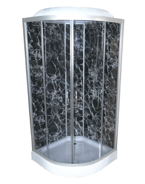 Душовий бокс TKF TKF100/1 100×100×215 см, кутовий, хромовий профіль, тоноване скло, задня стінка Чорна Павутина, низький піддон - изображение 2