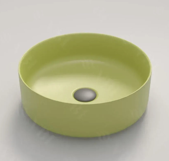 Умивальник накладний VBI PRATO OLIVE MATT 35,5×35,5×11 см, зелений матовий, керамічний, круглий - зображення 2