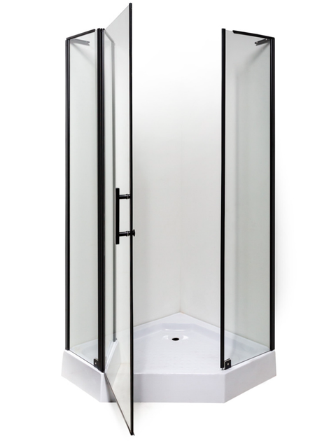 Душова кабіна INSANA Ethna Black P91 B 90×90×200 см, п’ятикутна, з низьким піддоном, прозоре скло 6 мм, чорний профіль - изображение 2