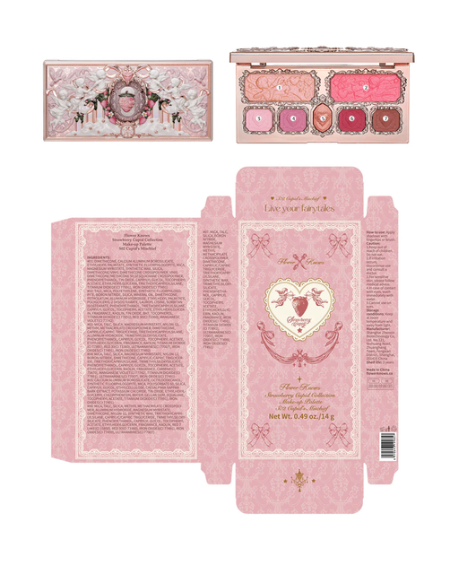 Палетка для макияжа Flower Knows (Флавер Ноуз) Strawberry Cupid Makeup Palette тени/румяна/хайлайтер - 02 Strawberry Cassis - 14 г - изображение 4