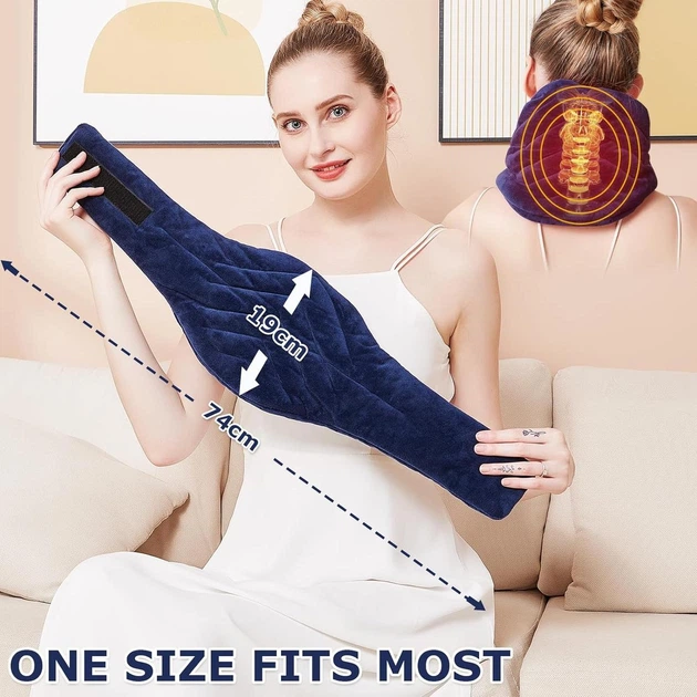 Электрическая грелка для шеи JOBYNA 30-70°C, таймер 10-90 мин, фланель, 74x19 см, синяя, от боли в шее и остеохондроза - изображение 6