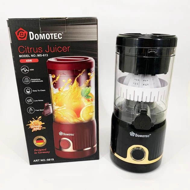 Блендер Domotec MS-613 електричний 250 мл з чашею подрібнювача, реверсивне обертання, тиха робота, для смузі та дитячого харчування, пластиковий корпус, Чорний - изображение 3
