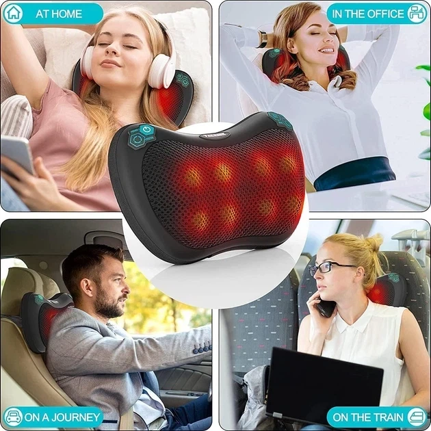 Масажер для шиї електричний Car and Home Massage Pillow HT-506 24 Вт з підігрівом чорний - зображення 3