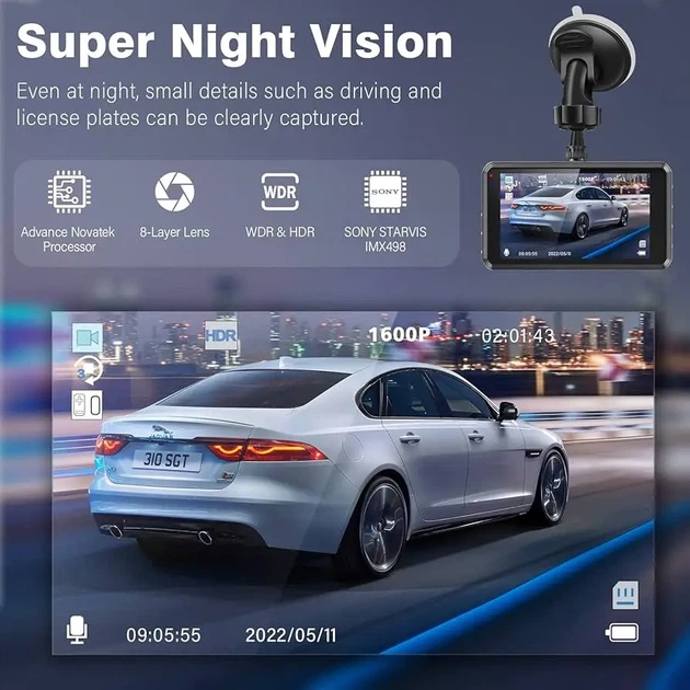 Автомобільний відеореєстратор Miden S7 2,5K, чорний - изображение 4