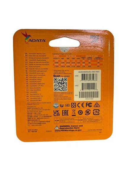 Карта пам'яті Micro SD 64GB/ class 10/ UHS-I /з адаптером, Adata - зображення 2