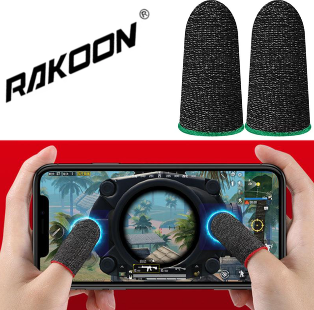 Игровые напальчники 2 пары для игр на телефоне, смартфоне Rakoon-2 Мобильные напальчники для сенсорных экранов - Фото 4 Игровые напальчники 2 пары для игр на телефоне, смартфоне Rakoon-2 Мобильные напальчники для сенсорных экранов - изображение 4