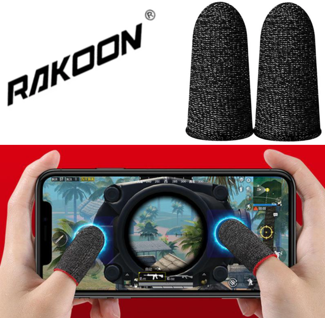 Ігрові напальчники 2 пари для ігор на телефоні, смартфоні Rakoon-3 Мобільні напальчники для сенсорних екранів - Фото 4 Ігрові напальчники 2 пари для ігор на телефоні, смартфоні Rakoon-3 Мобільні напальчники для сенсорних екранів - зображення 4
