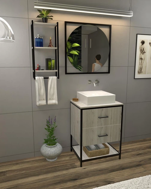 Настінна полиця в стилі лофт EcoLoft Мері DSP-1418-2 Дуб Кортона - зображення 3