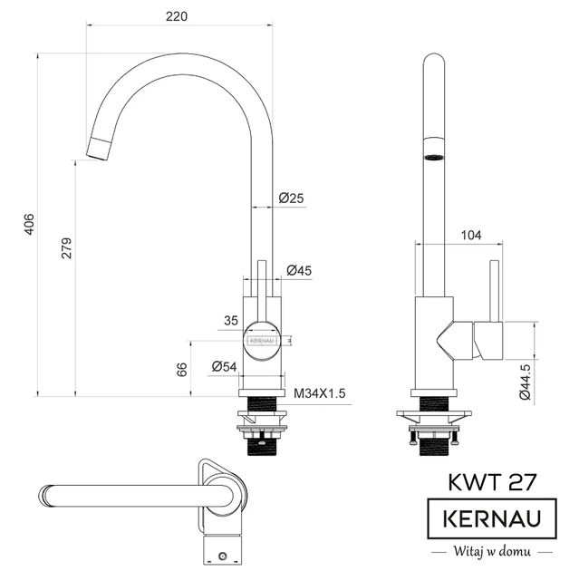 Кухонний змішувач Kernau KWT 27 Gun Metal - зображення 2