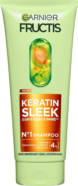 Szampon wygładzający Garnier Fructis Keratin Sleek 200 ml (3600542638807) - obraz 1
