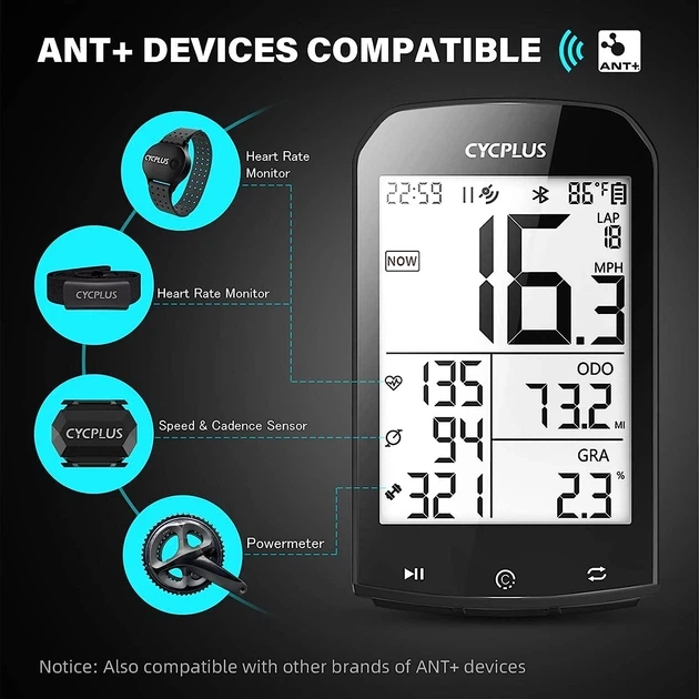 Велокомпьютер Cycplus M1 с GPS, ANT, Bluetooth 5.0 - изображение 5