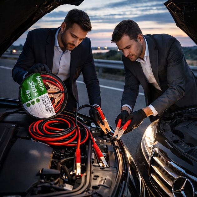 Пусковые провода Moltis 500А 4 м 12/24V для автомобиля, медные кабели для прикуривания авто (DM-10685) - Фото 5 Пусковые провода Moltis 500А 4 м 12/24V для автомобиля, медные кабели для прикуривания авто (DM-10685) - изображение 5
