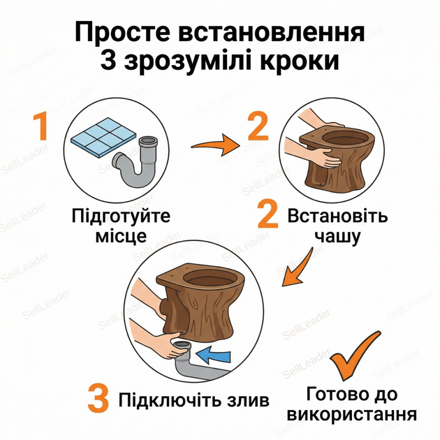 Унитаз горизонтальный «Пеньок» 47х35х37см выпуск 11см для дома дачи коттеджа компакт керамический напольный - изображение 8