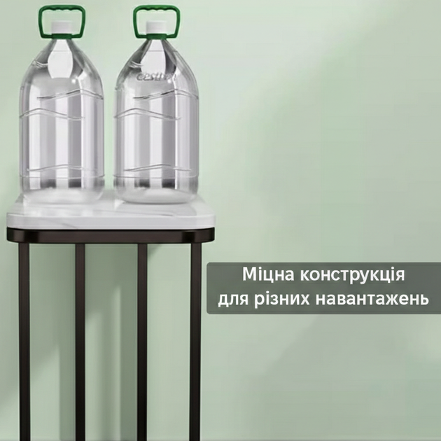 Приліжковий кавовий столик з двома ярусами приставний журнальний стіл для спальні, вітальні Білий мармур (LE103) - зображення 5