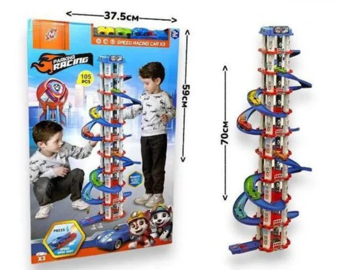 Игрушечный трек парковка Childrens Rail Car, щенячий патруль 105 деталей - изображение 3