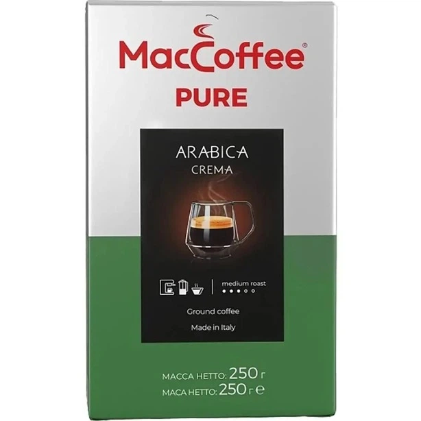 Кава мелена смажена натуральна MacCoffee Pure Arabica Crema 250 г (146159) - Фото 1 Кава мелена смажена натуральна MacCoffee Pure Arabica Crema 250 г (146159) - изображение 1