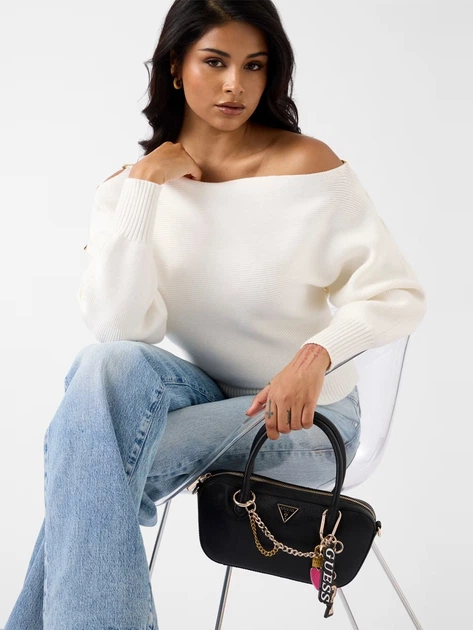 Сумка багет сідло жіноча зі штучної шкіри маленька Guess HWBG9899050-BLA Чорна (800070352285) - зображення 2