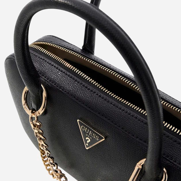 Сумка багет сідло жіноча зі штучної шкіри маленька Guess HWBG9899050-BLA Чорна (800070352285) - зображення 4