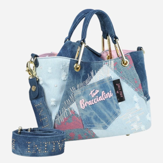 Torebka crossbody damska materiałowa Braccialini B18820-TY-200 Niebieska - obraz 4