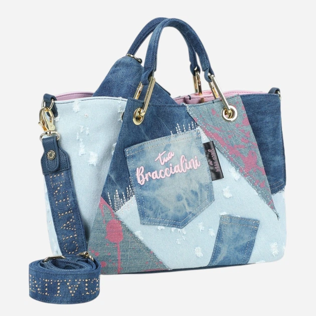 Torebka crossbody damska materiałowa Braccialini B18821-TY-200 Niebieska - obraz 4