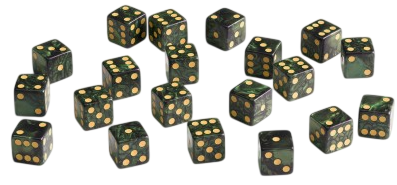 Zestaw kości Q-Workshop Pełna Paka Kości K6 Butelkowo-zielono-złote 20 elementów (5907699498444) - obraz 2