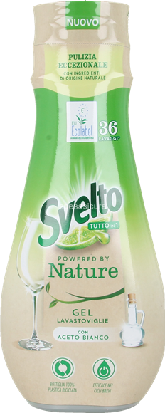 Гель-концентрат для миття посуду в посудомийній машині Svelto Nature Gel Lavastoviglie ( нейтралізує запах,жир,надає блиску ) з білим оцтом та натуральними інгрідієнтами 36 дози 640 мл - зображення 2