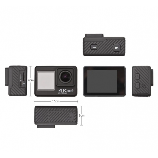 Экшн-камера с двумя дисплеями Nectronix Action Camera Q60 16MP 4K 60 FPS Wi-Fi Bluetooth - изображение 7