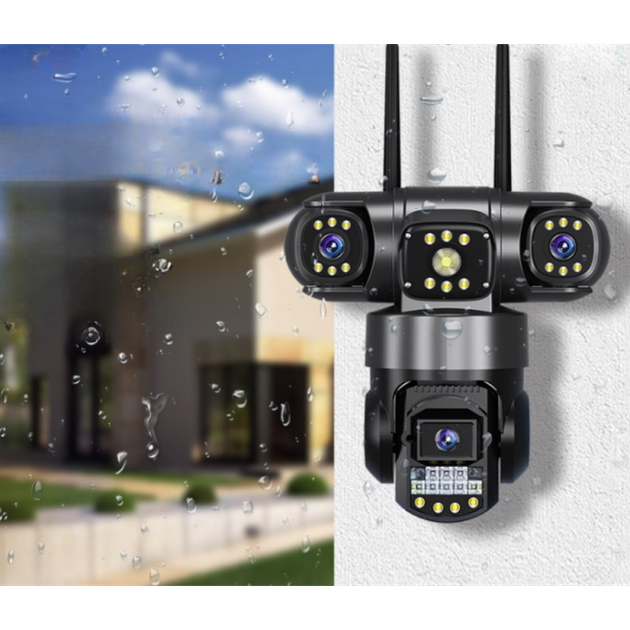 Уличная поворотная IP-камера Nectronix SC-28-4G Камера видеонаблюдения на сим-карте V380PRO три линзы 12MP датчик движения - изображение 4