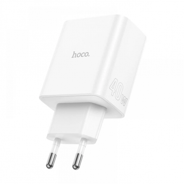 Мережевий зарядний пристрій адаптер зі швидкою зарядкою HOCO C126A Pure 1USB/2Type-C 40Вт PD2.0/QC3.0/FCP/AFC - зображення 6