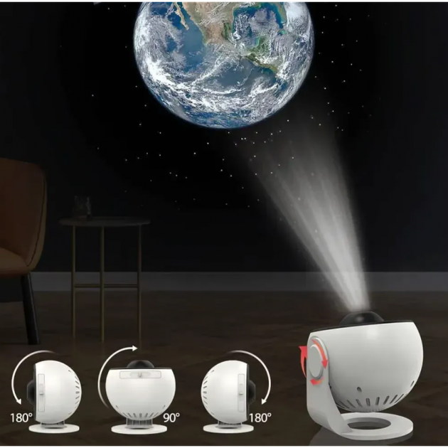 Проектор звездного неба Galaxy Projector Ночник звездное небо Планетарий для спальни 12 картриджей от USB Белый - изображение 3