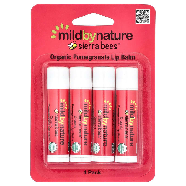 Бальзамы для губ Mild By Nature, Sierra Bees "Organic Lip Balms" гранатовый вкус (4 шт) - изображение 2