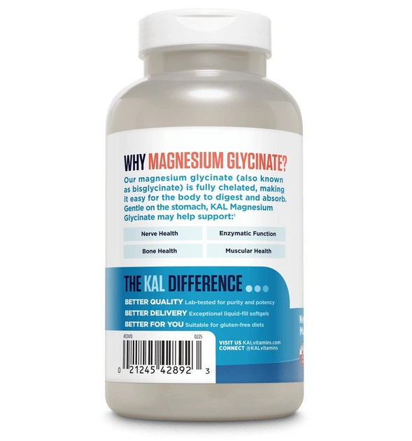 Магний глицинат KAL Magnesium Glycinate 105 мг 90 капсул - Фото 3 Магний глицинат KAL Magnesium Glycinate 105 мг 90 капсул - изображение 3