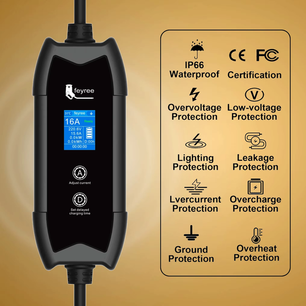 Зарядка для электромобиля Feyree 3.5кВт 16A, Type2 - Cat-EV-F8 - изображение 4